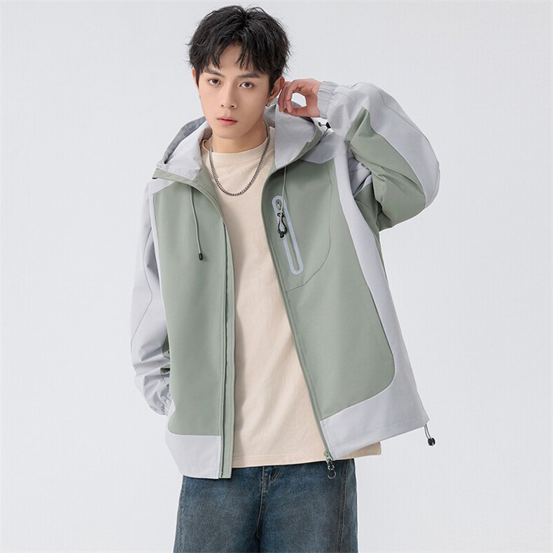 新款硬汉风户外夹克男连帽撞色上衣冲锋衣外套A157B-JK7871-P80,男装夹克,电商A157B