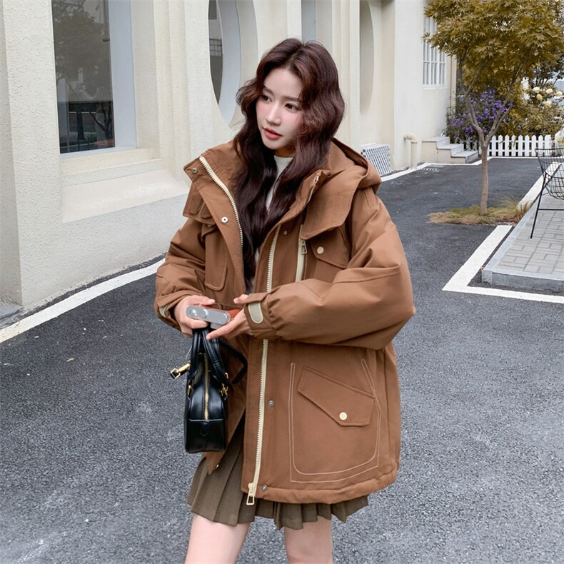 韩系工装派克羽绒服女2025冬季新款高端洋气休闲保暖90白鸭绒外套,女装羽绒服,玖莱伊