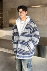 秋冬款贴标羊羔毛棉服加绒连帽加厚外套A071-5023-P118，男装棉衣，电商A071