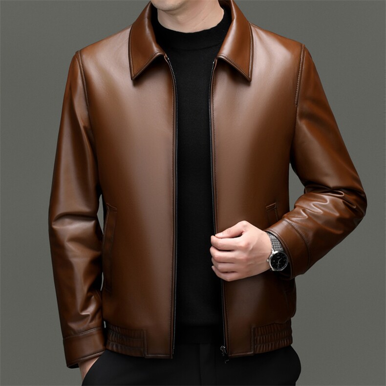 BG-T2513冬季男士海宁真皮绵羊皮夹克翻领内胆百搭外套图片