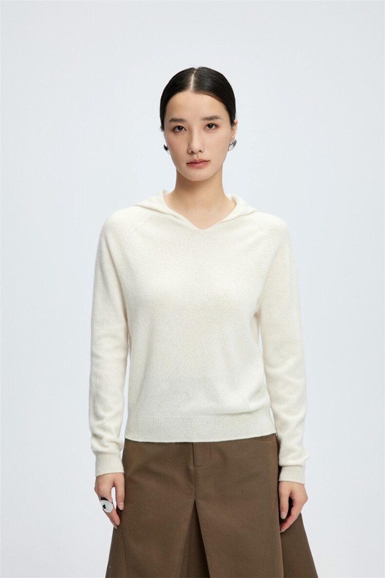 v领套头毛衣女连帽针织秋冬休闲宽松打底衫,针织衫/毛衣,玛卡隆羊绒