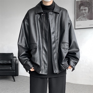 8XL-M 皮衣外套男港风复古美式加绒加厚皮夹克机车PY858P95控128图片