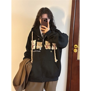 美式刺绣外套女春秋冬季新款卫衣开衫W6810-P56