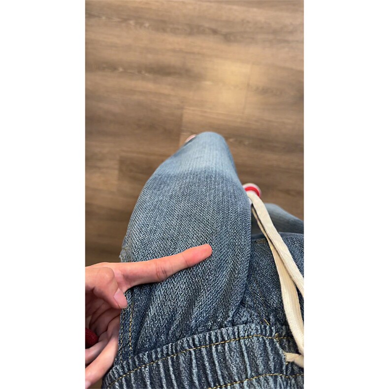 美式高街设计感小众百搭牛仔裤男抽绳渐变阔腿裤1809-P40限价79,男装牛仔裤,电商A178