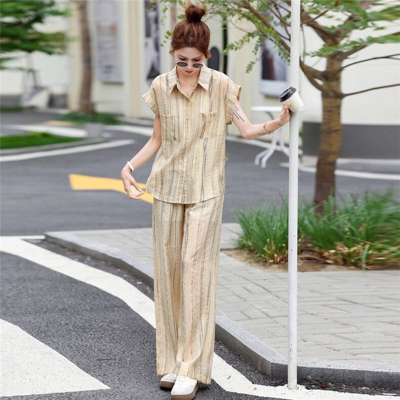 夏季穿搭时尚套装女2025夏装新款洋气减龄显瘦休闲百搭两件套潮,女装套装/套裙,梦依杭