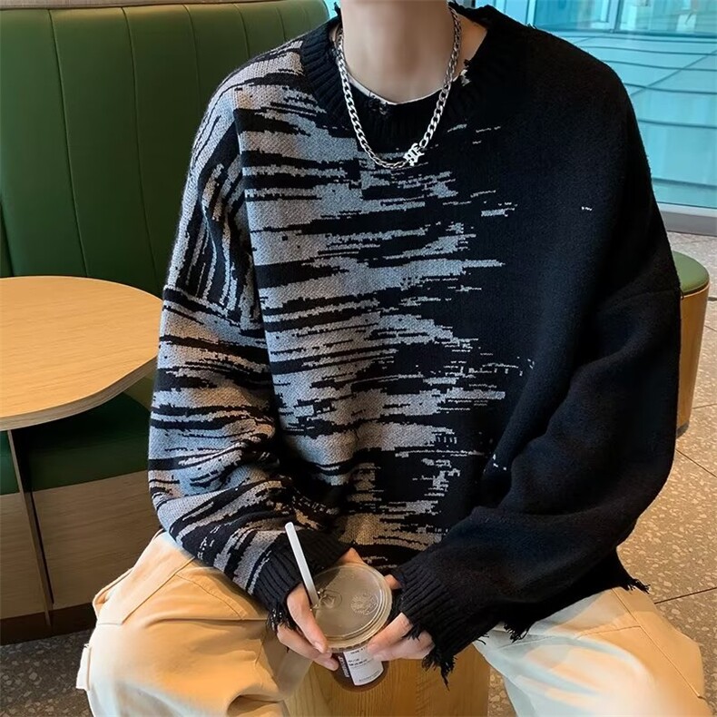 美式圆领毛衣男慵懒风休闲针织衫X7130P42,男装针织衫/毛衣,星座1116-2