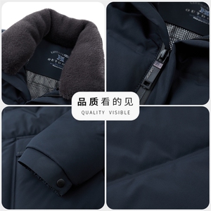 秋冬羽绒服男加厚保暖白鸭绒爸爸毛领可脱卸休闲商务中青年外套图片