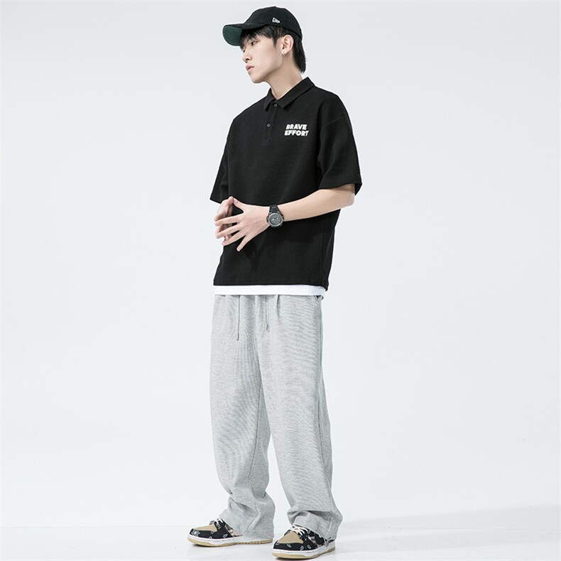 无影墙夏季青少年假两件短袖T恤日系潮牌华夫格POLO衫男1500-P45，男装T恤，电商A441