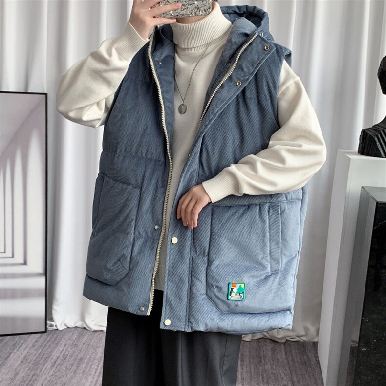 冬款加棉纯色连帽棉服港风马甲背心棉衣外套男士8130-P95控价118,男装背心/马甲,电商A441-1