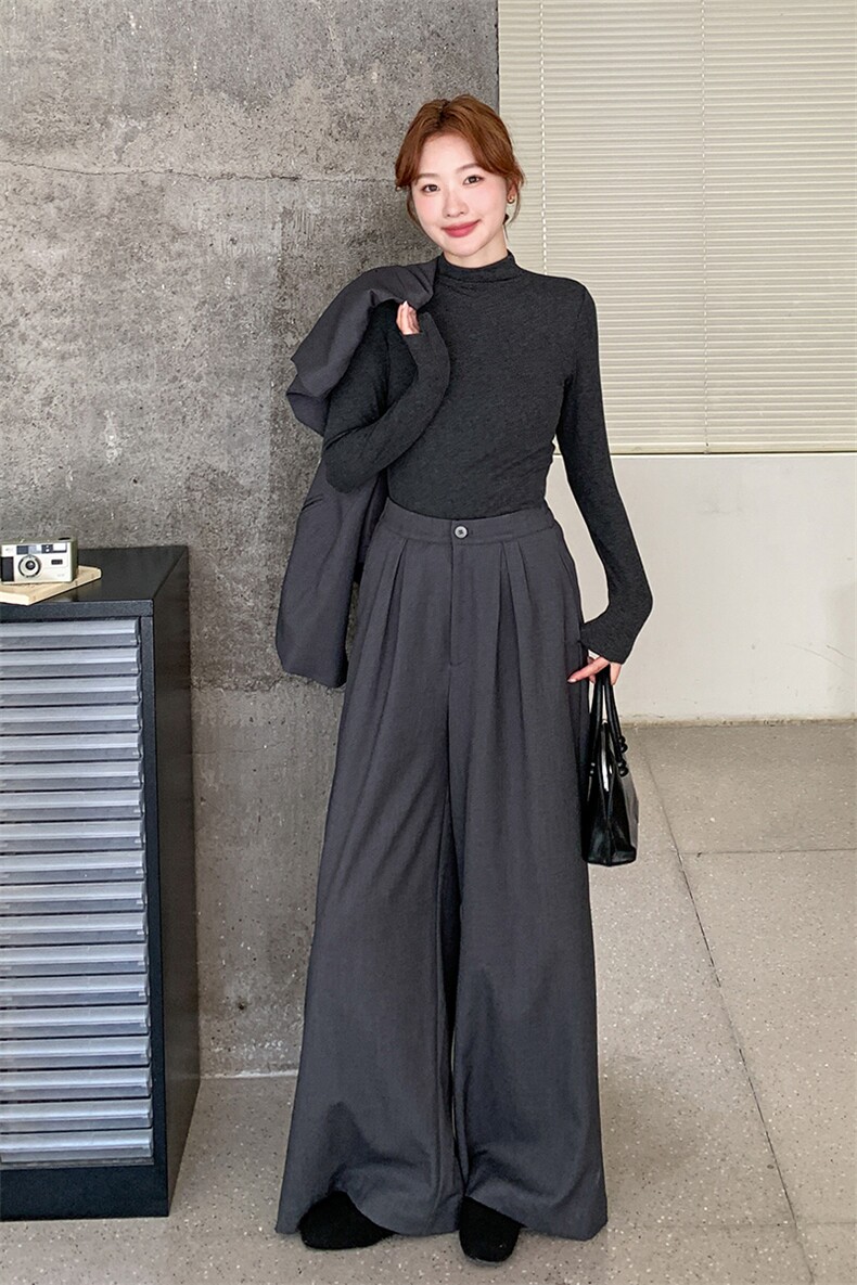 深灰色老钱风马甲阔腿裤套装2025新款女早秋气质高级感职业一整套,女装套装/套裙,1C150