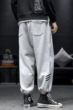 2021新款加绒沙发浅灰色宽松休闲运动裤A061-K1860-P55控价68，男装休闲裤，电商A061