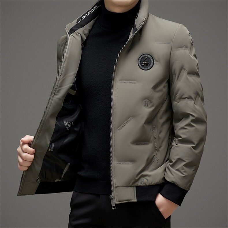无帽立领羽绒服男士冬季2024新款轻薄短款白鸭绒轻便休闲帅气外套,男装羽绒服,电商B212（原钱塘6029）