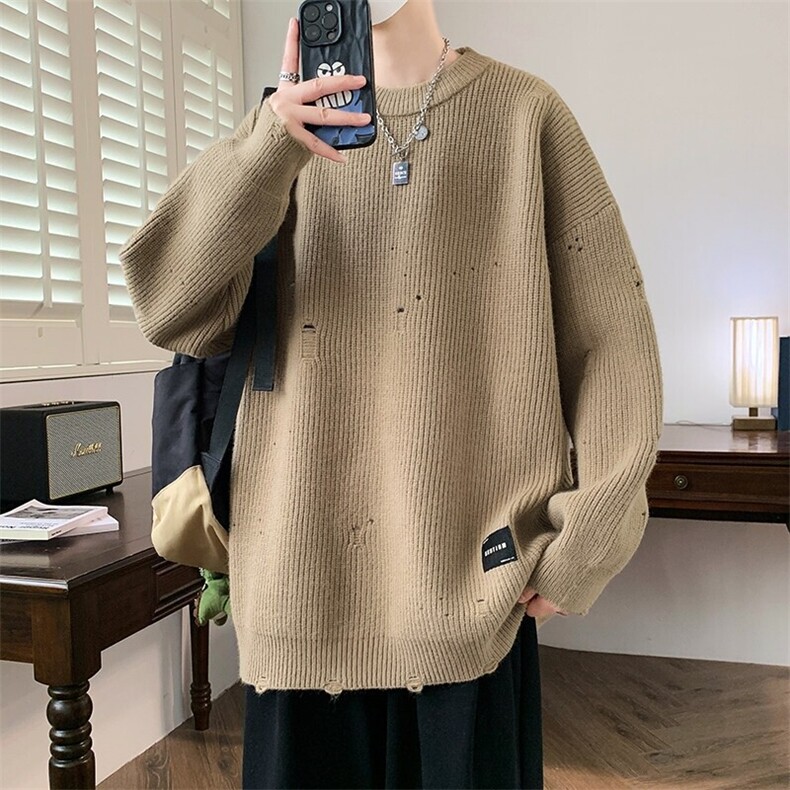 84633-特P58秋冬新款休闲毛衣男长袖针织衫港风打底衫外套，男装针织衫/毛衣，电商D310B