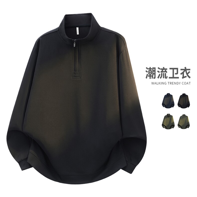 WY601-P39 春季新款半高领卫衣男士打底衫百搭半拉链长袖卫衣上衣图片