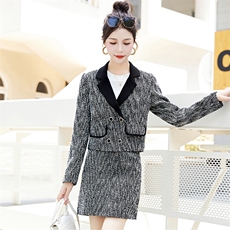 小香风西装套装裙女春秋2023新款气质名媛短西服包臀半身裙两件套，女装套装/套裙，罗腾