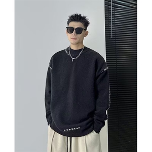 美式毛衣男秋冬季简约休闲百搭保暖时尚潮流韩版针织衫内搭圆领潮图片