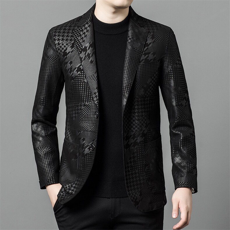 7103-5春秋款海宁真皮皮衣男绵羊皮花皮西服商务休闲男装P570，男装西服，电商B360A（原721A）