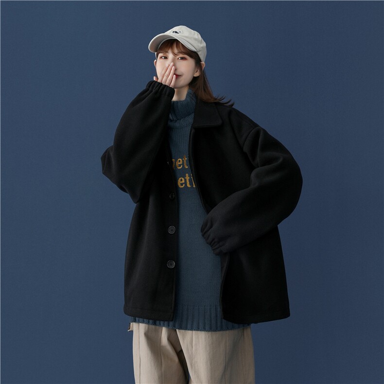 N2070/P75加棉P85毛呢大衣宽松中性风大码呢子外套夹克男女控98，女装毛呢外套，电商A141