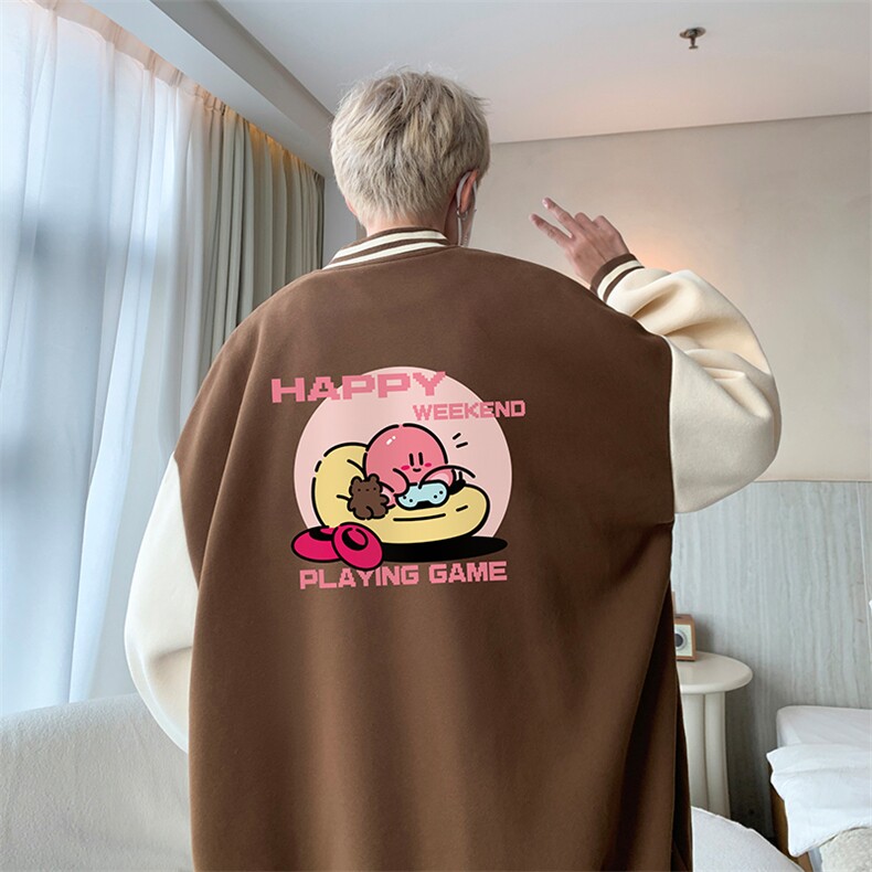 摇粒绒棒球服男大码开衫卫衣男夹克 BF86313-P65图片
