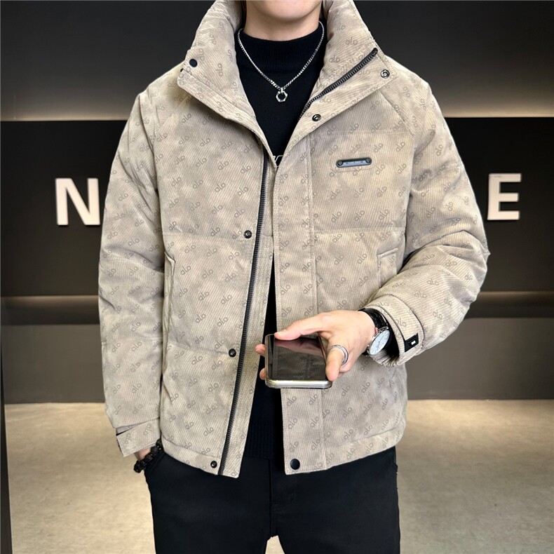 标50贴标花纹立领皮羽绒服男休闲上衣外套A329-YR9968-P225,男装羽绒服,电商A329