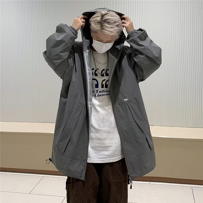 冲锋衣夹克男韩版潮流连帽痞子帅2023秋冬季ins宽松外套W5021-P60,男装夹克,星座412-3
