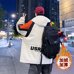 冬季新款加绒加厚外套青少年工装潮流韩版连帽夹克男XH6207A-P75图片