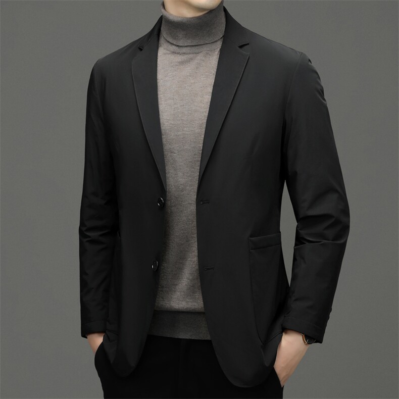 2023新款西装羽绒服男中年冬季商务休闲西服爸爸装厚款保暖外套,男装羽绒服,电商B212（原钱塘6029）