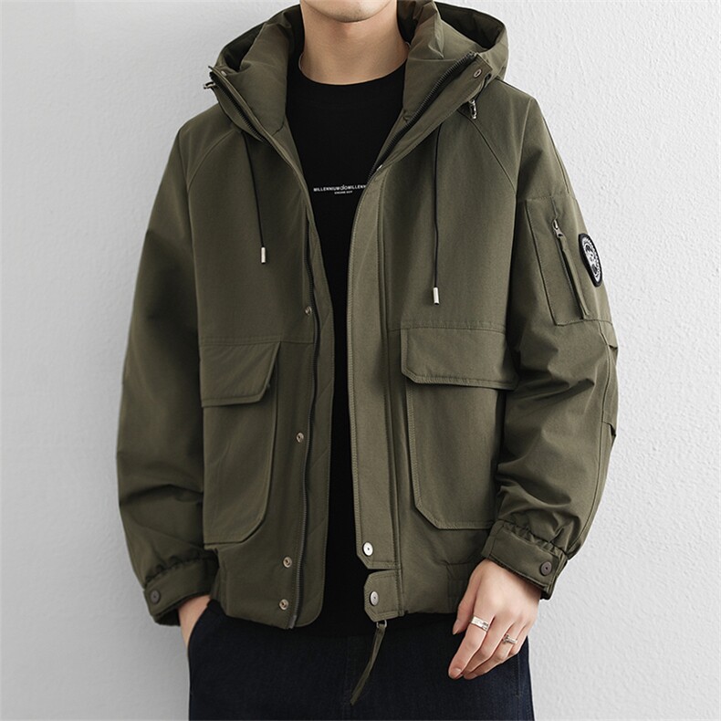 羽绒服2025秋冬季外套男潮流休闲百搭工装外套高端白鸭绒,男装羽绒服,星座914