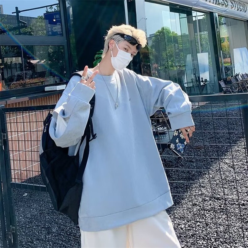 港风卫衣男士宽松潮流新款秋冬季圆领套头W019-P55,男装卫衣,星座1109-3