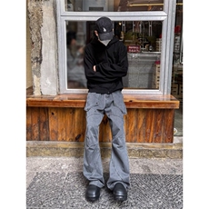 灰色水洗工装牛仔裤男复古潮牌高街微喇长裤子1001-1-SK100-P62，男装牛仔裤，星座1001-1