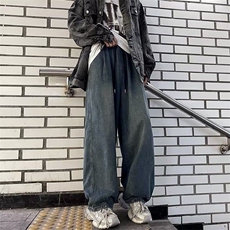 美式复古阔腿牛仔裤男女潮牌高街休闲直筒裤SK914P43，男装牛仔裤，星座1112-1