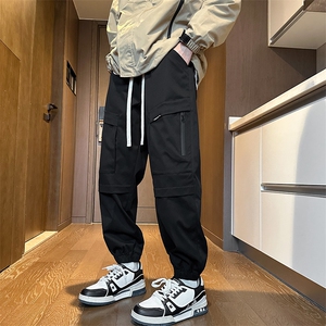 春款港风休闲裤冲锋裤伞兵裤宽松运动裤拖地裤束脚裤男KP833 P50图片