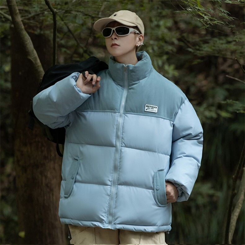 立领棉服字母冬季棉袄冬季灯芯绒棉衣男加厚拼接A266-WMY8623-P75,男装棉衣,电商A266