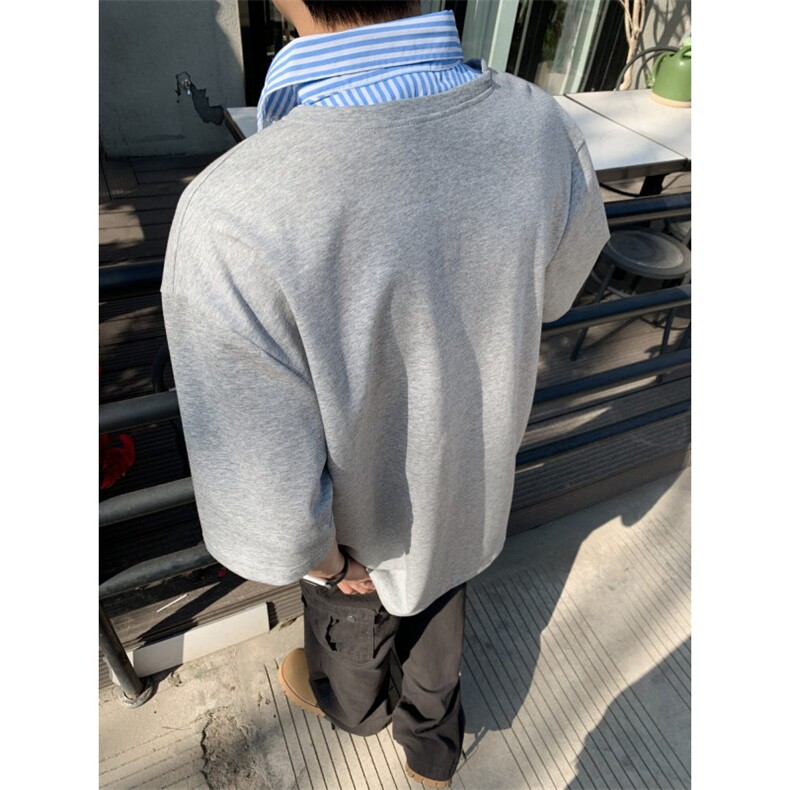 高质量假两件衬衫领短袖T恤,男装T恤,星座410-6（原星座1304-1）