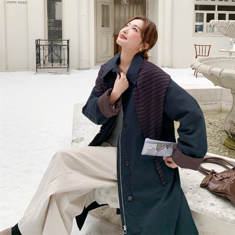 2026冬季新款藏青色复古长款带披肩90白鸭绒2C053批355控498,女装羽绒服,2C053