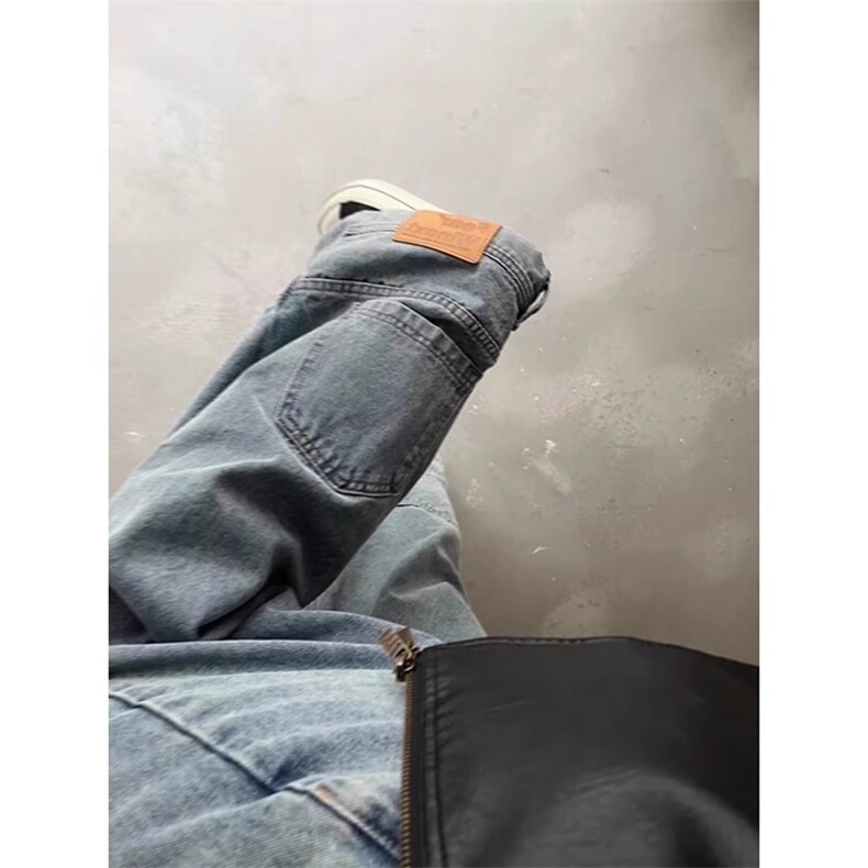 反方向的倒装牛仔裤男美式复古裤子穿反了直筒阔腿工装裤DZ01-P55,男装牛仔裤,星座1007（原301D）
