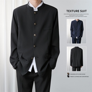 风春款男女立领单排扣西服新中式中山装大码S-5XL JK0071 P60图片