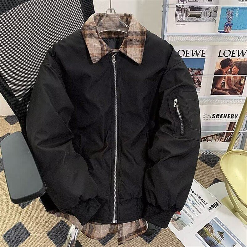 假两件拼接小众棒球服棉衣男士冬季保暖设计感外套男生潮1660P85,男装棉衣,星座410-2