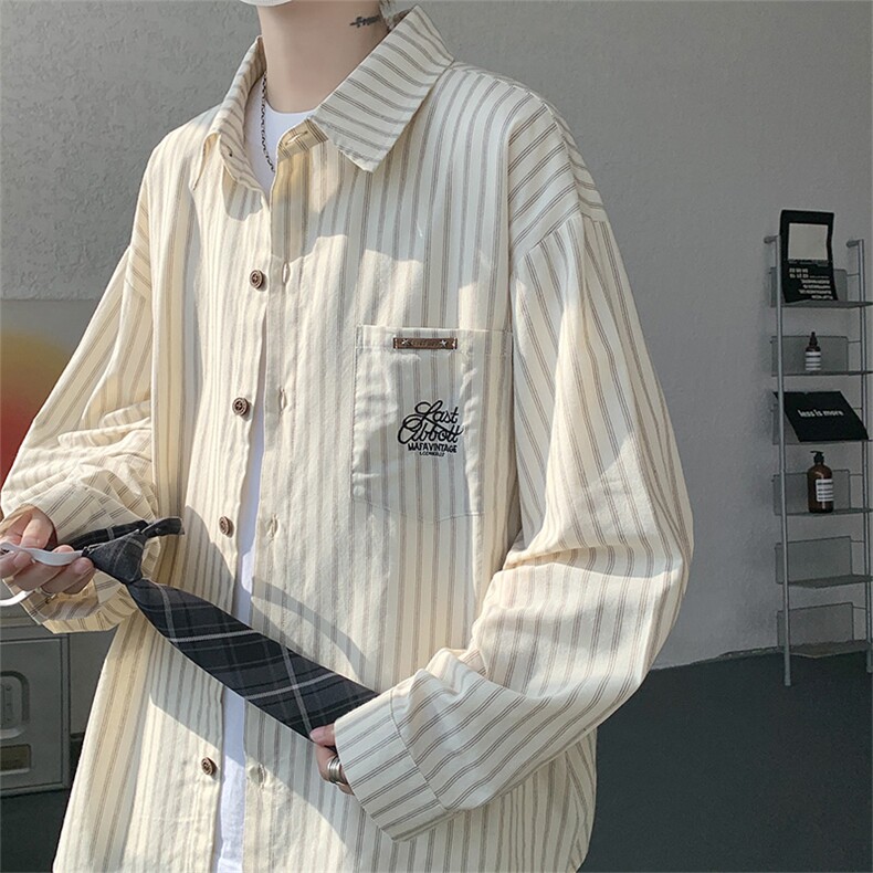 现货  CS1163-特P53  新款百搭条纹大码男衬衫图片