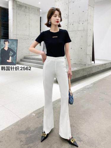 韩针织料嗽叭裤，女装，欧美吔
