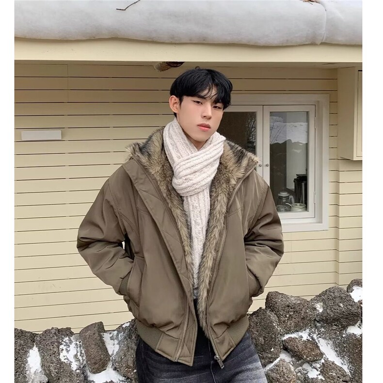 大量现货D8216-特价110毛领加绒廓形时尚夹克棉服,男装夹克,星座603-2