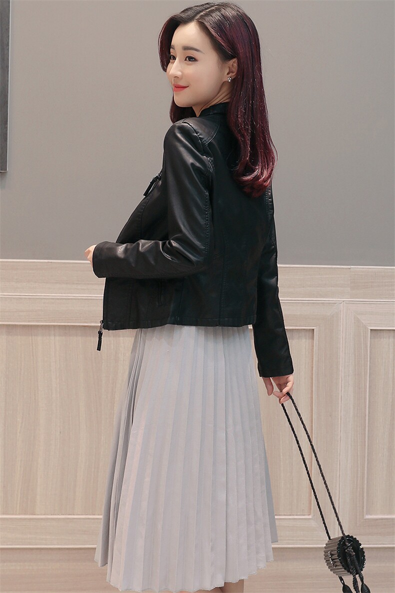 小皮衣女短款春秋款2025新款韩版修身时尚机车外套PU皮夹克潮,女装皮衣,缘衣格