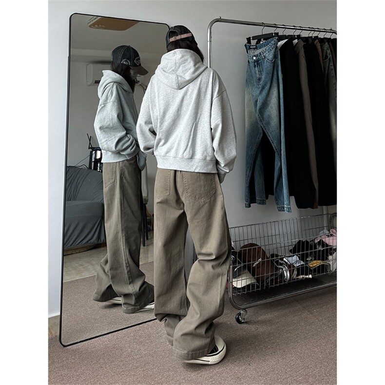 现货废土风美式纯色基础款牛仔裤直筒拖地裤310A-2BK329P50控68，男装牛仔裤，星座310A-2