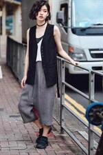 春季新款苎拼雪纺马甲，女装马甲，月光水岸