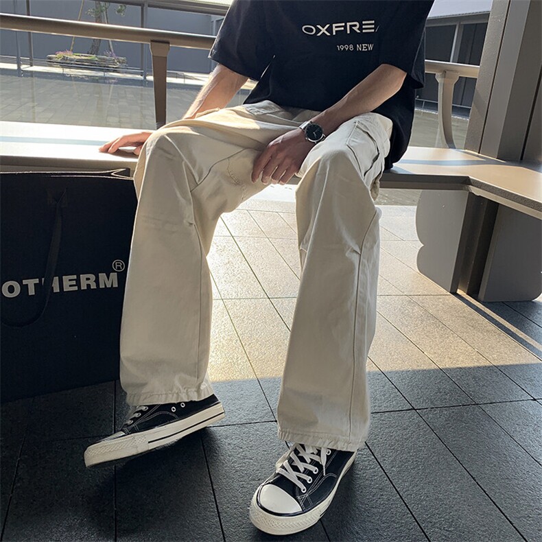 现货100棉双色立体褶皱工装裤直筒版型男女同款休闲裤纯棉101P55,男装工装外套,星座902A