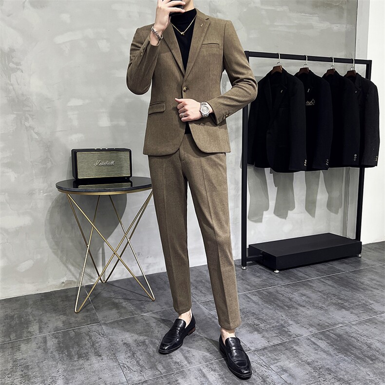 XF2726-P140带纹路男毛呢休闲西服外套呢子加厚-可搭同色裤子,男装西服,电商A211