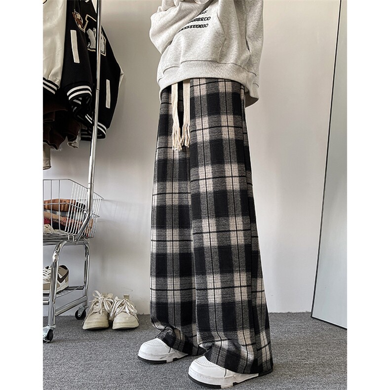 8XL-M特大码休闲裤男加肥加大码格子裤阔腿裤K917p68控88,男装休闲裤,电商D206-1