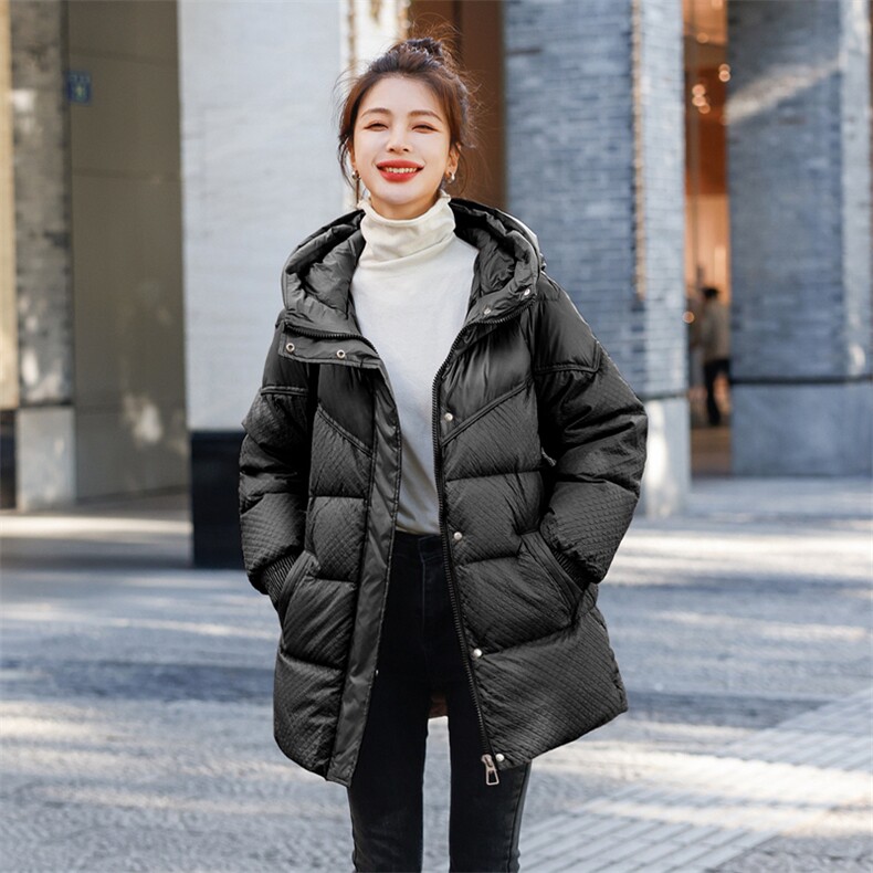 羽绒服女2022冬装新款女装韩版时尚中长款白鸭绒保暖外套,女装羽绒服,慧尚依恋