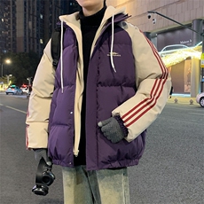 冬季新款韩版假两件宽松大码加厚棉衣外套XZ102B-1-M6636P125，男装棉衣，星座102B-1