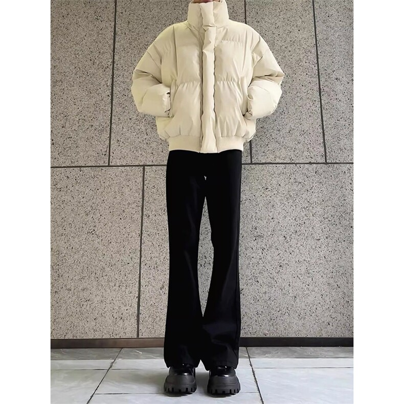 现货5W件冬季三防重磅硬挺boxy短款羽绒立领PU皮棉衣外套加厚棉服,男装棉衣,电商A486-1